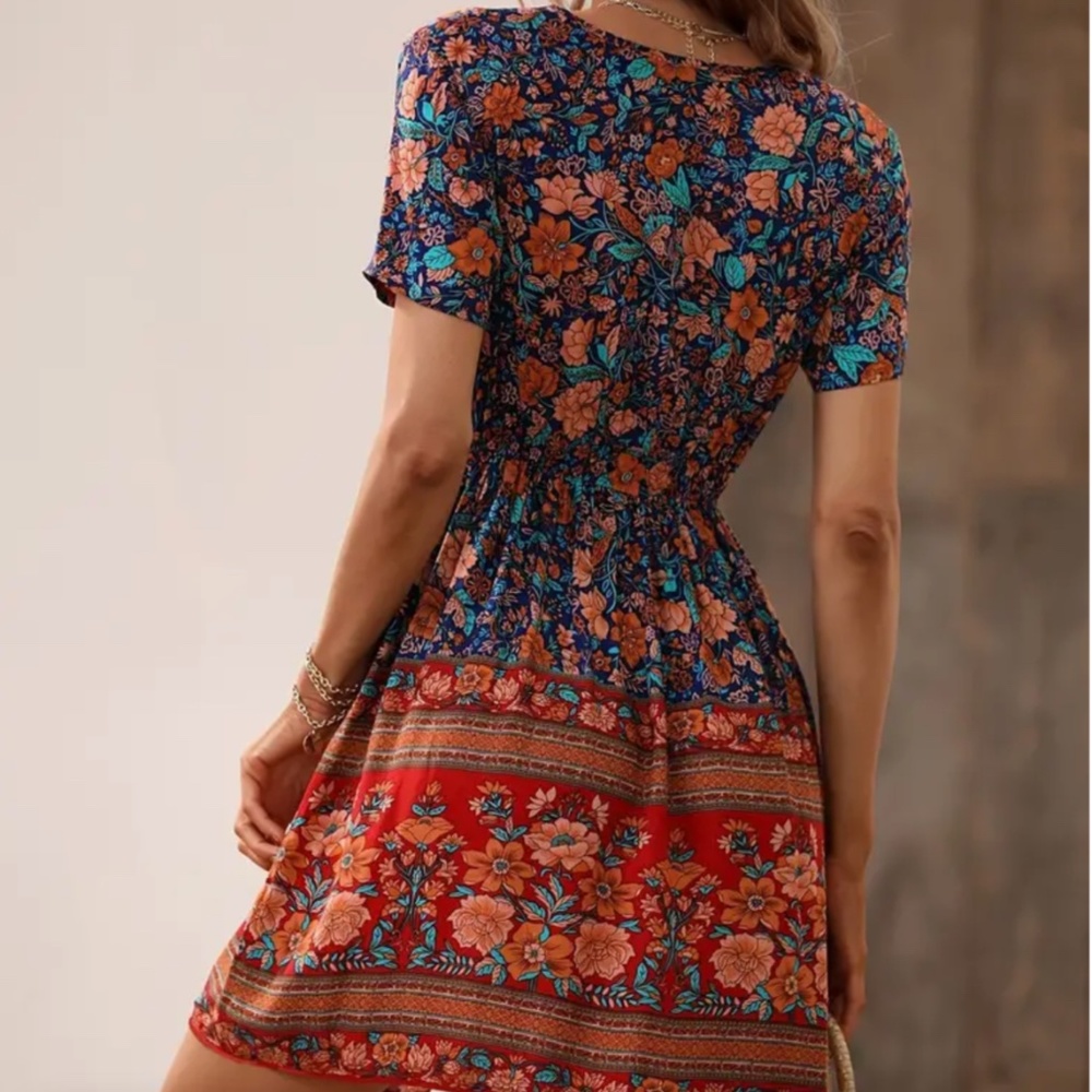 NWT Boho Floral Print Dress - Picture 2 of 7